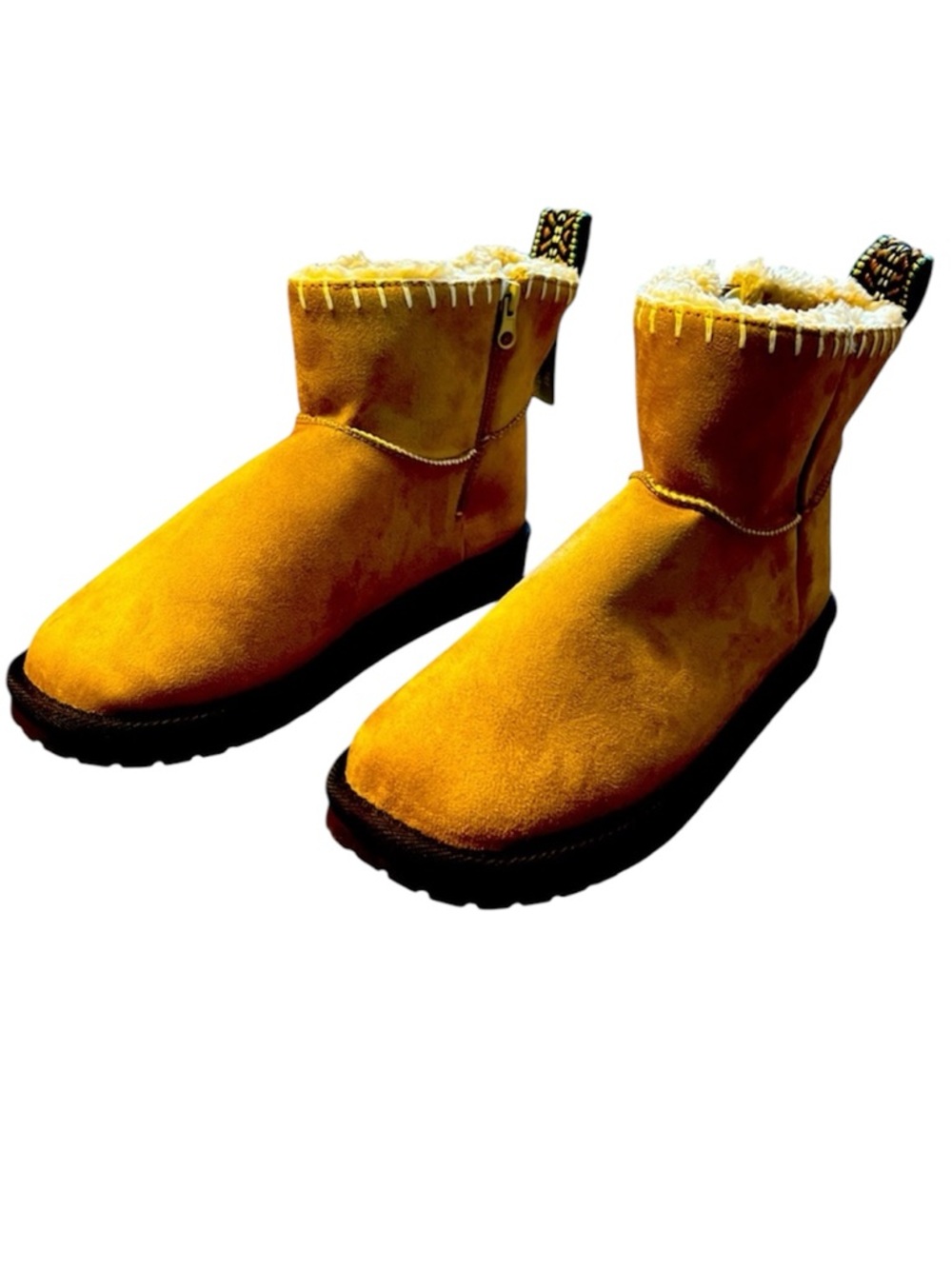 Muk Luks Essentials ankle boots faux suede slip-on whipstitch 10 wide NEW boho